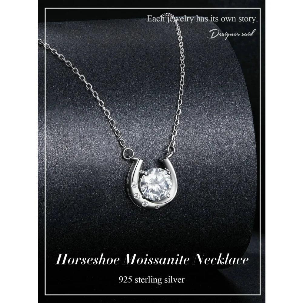 Lucky Charm - Sterling Silver Horseshoe Necklace With Sparkling Moissanite