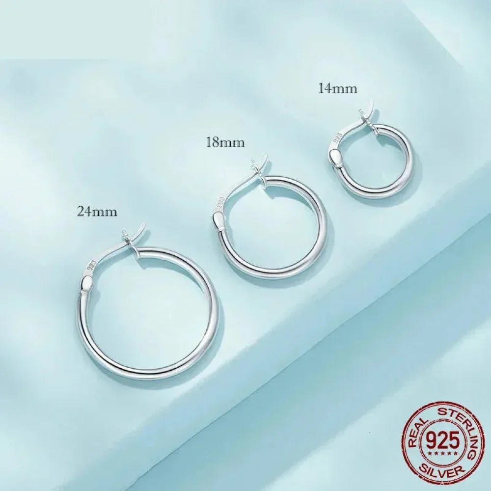 14K White Gold-Plated 925 Sterling Silver Hoop Earrings - Stylish And Hypoallergenic Jewelry For Women