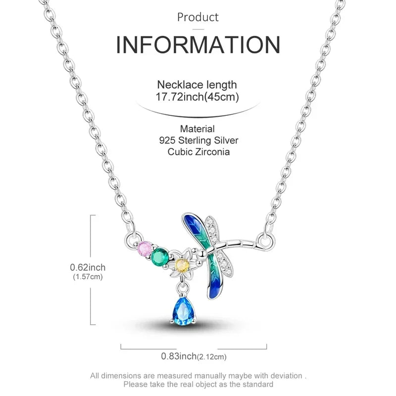 Sterling Silver Crystal Dragonfly Necklace