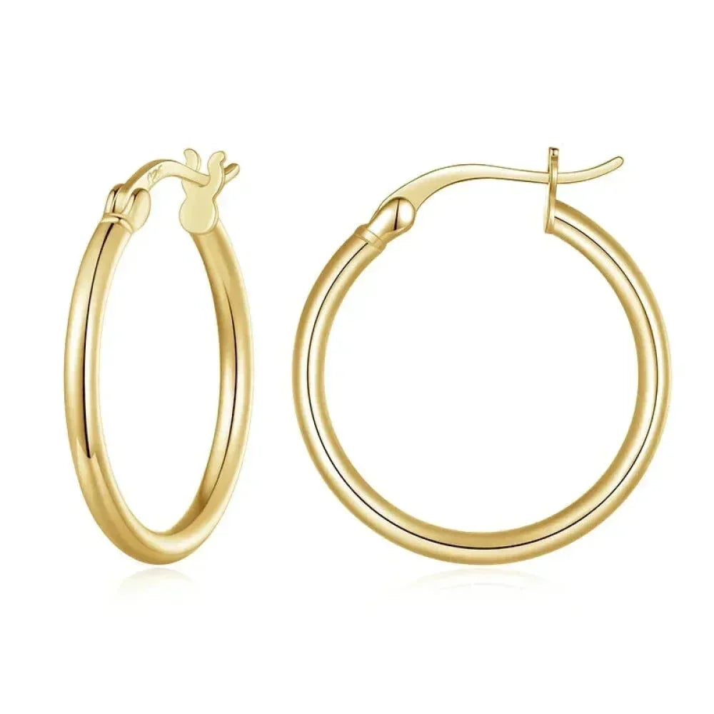 14K White Gold-Plated 925 Sterling Silver Hoop Earrings - Stylish And Hypoallergenic Jewelry For Women