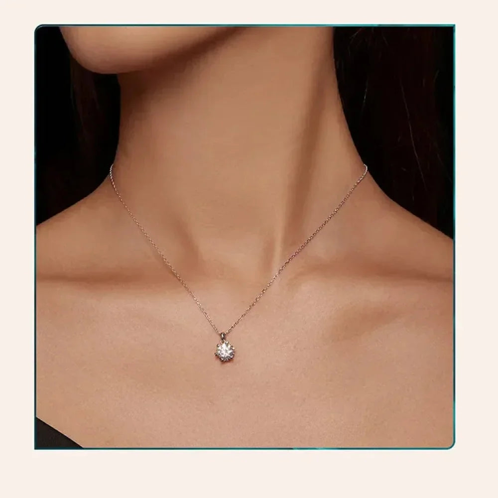 Stunning 1 Carat Moissanite Pendant Necklace | 925 Sterling Silver | Wedding & Bridal Fine Jewelry