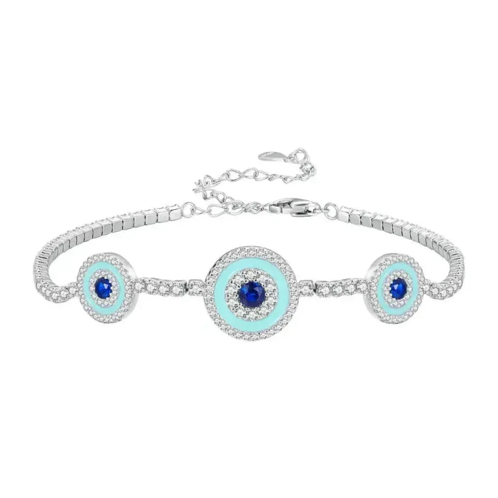925 Sterling Silver Evil Eye Tennis Bracelet