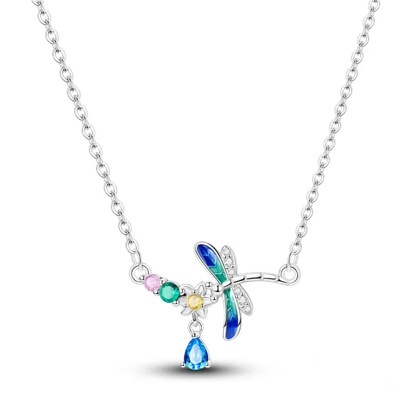 Sterling Silver Crystal Dragonfly Necklace