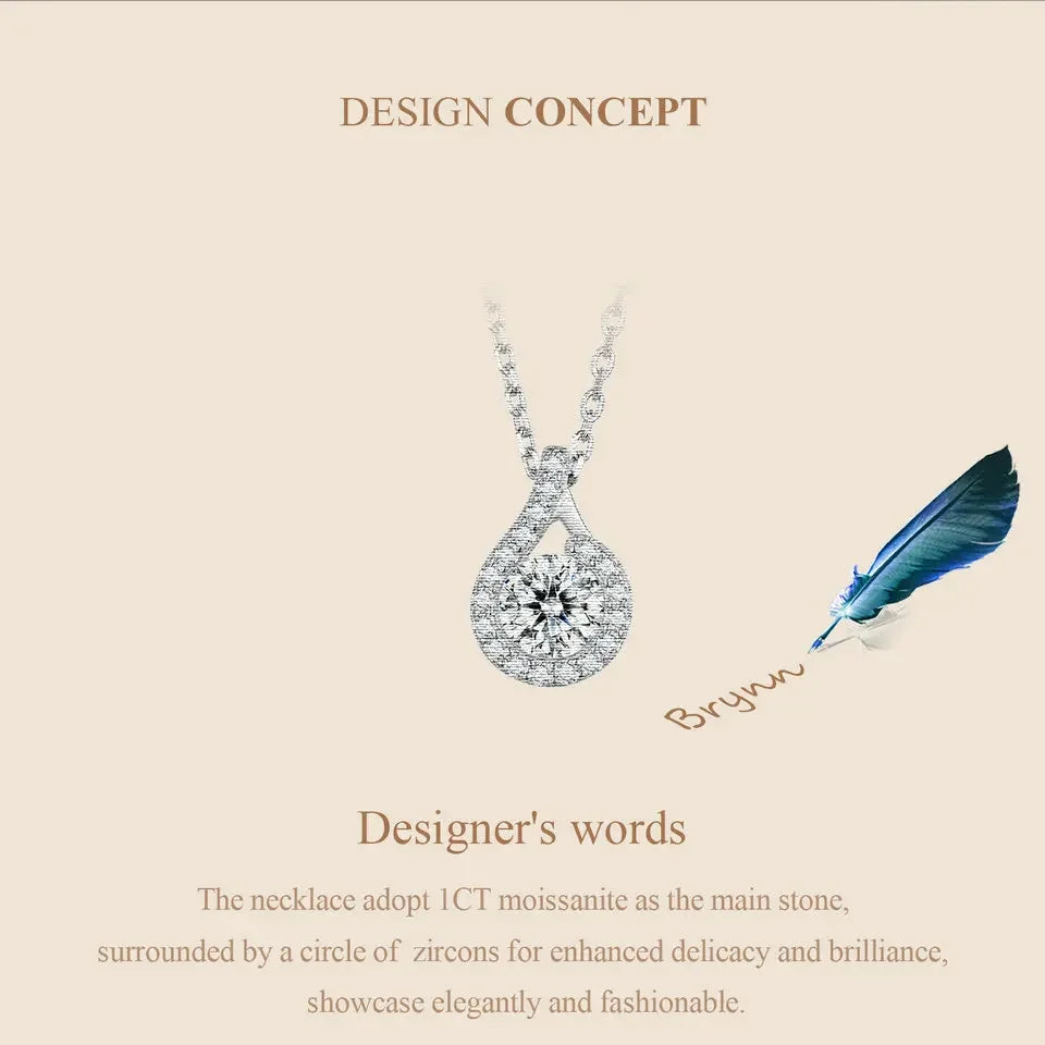 Dazzling 1ct Moissanite Sterling Silver Pendant Necklace