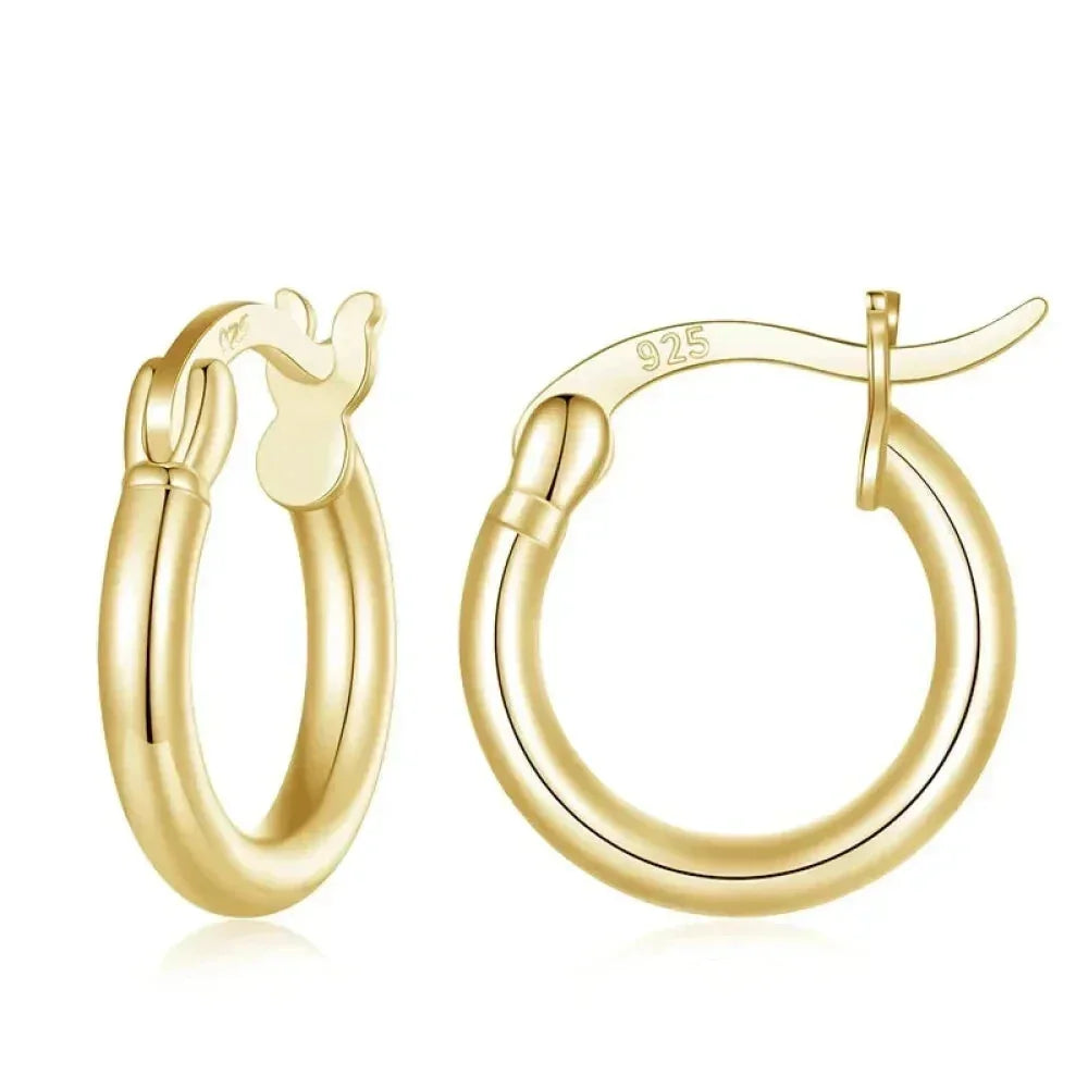 14K White Gold-Plated 925 Sterling Silver Hoop Earrings - Stylish And Hypoallergenic Jewelry For Women