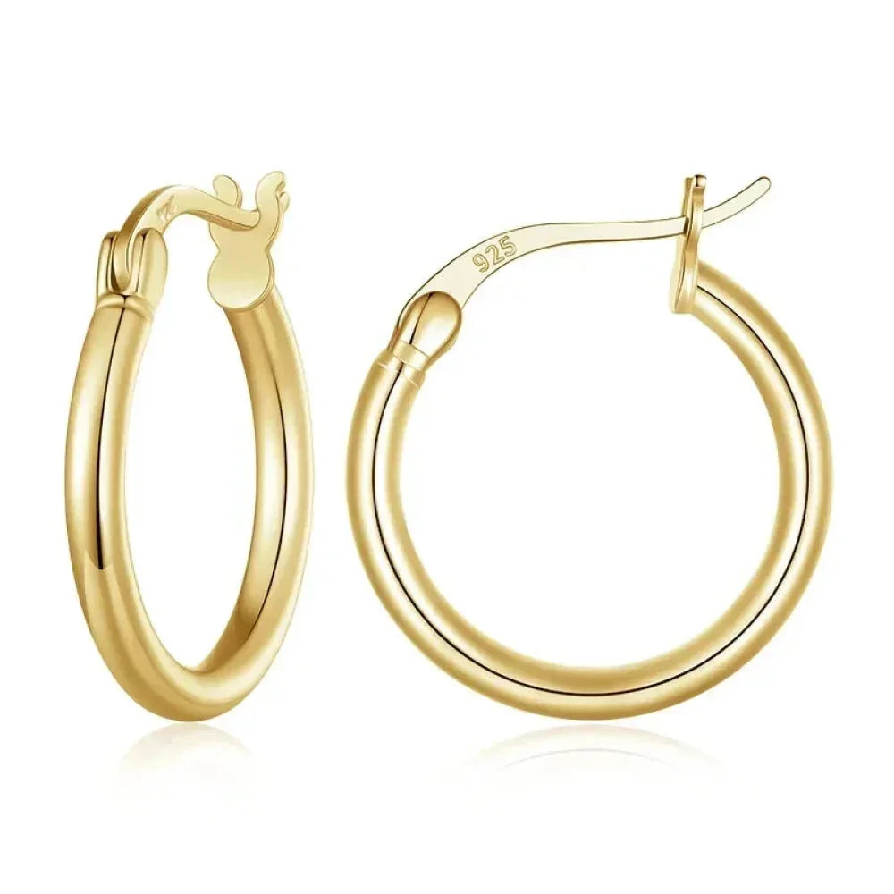 14K White Gold-Plated 925 Sterling Silver Hoop Earrings - Stylish And Hypoallergenic Jewelry For Women