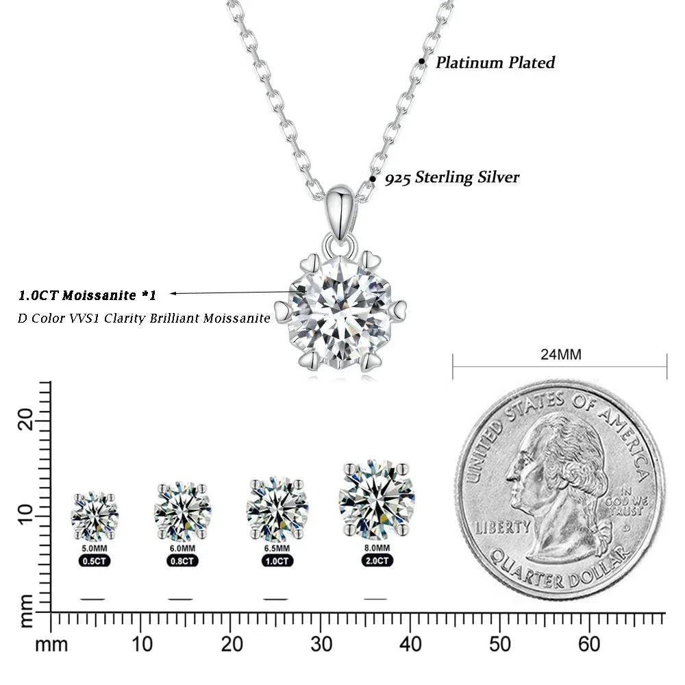 Stunning 1 Carat Moissanite Pendant Necklace | 925 Sterling Silver | Wedding & Bridal Fine Jewelry