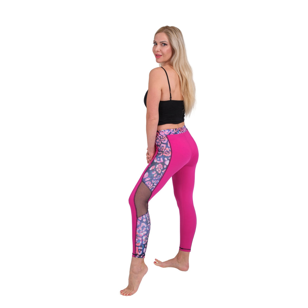 High Waist Leopard-Print Mesh Leggings – Women’s Athletic Stretch Fit Pants