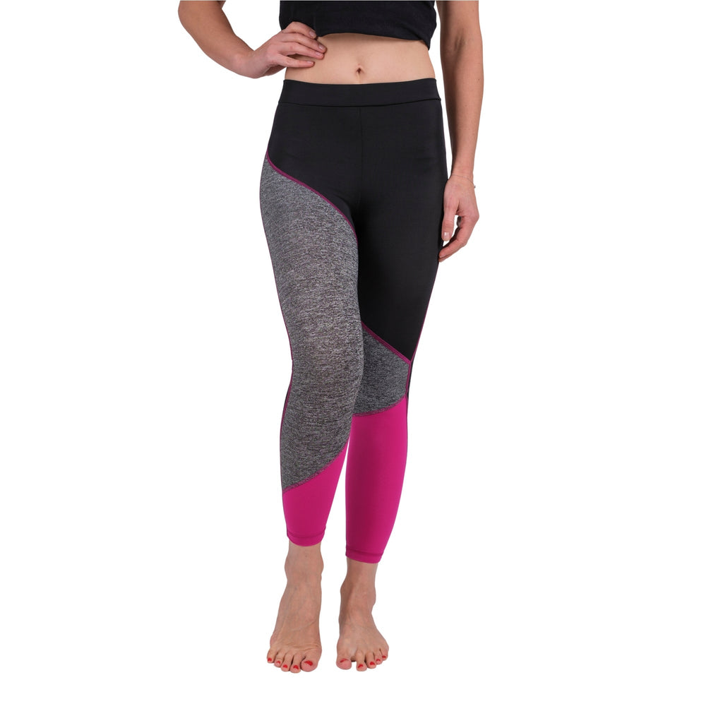 TriTone Flex Fit Yoga Leggings – Charcoal, Black & Fuchsia