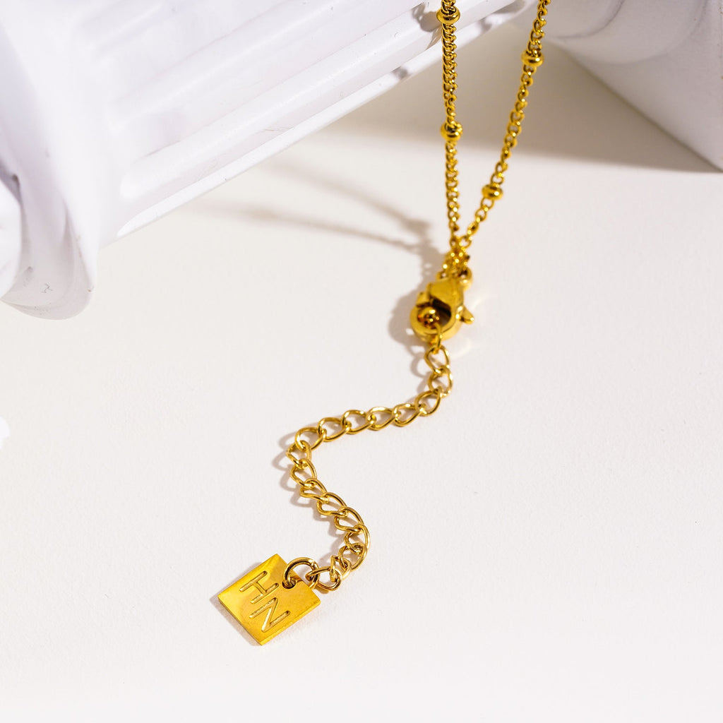 VILJA: Gilded Harmony Chain Necklace with Gold Beads and Freshwater Pearls
