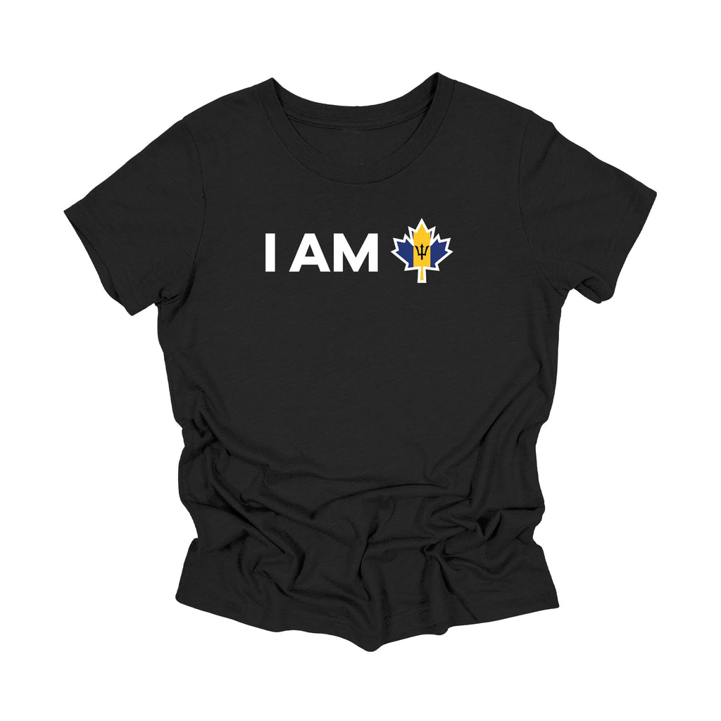 YOUTH - I Am Canada - Canadian Maple Leaf with Barbados Flag, YOUTH T-Shirt, Canadian Gift T-Shirt, Barbados Present, National Flag Tee Shirt - Inspired X
