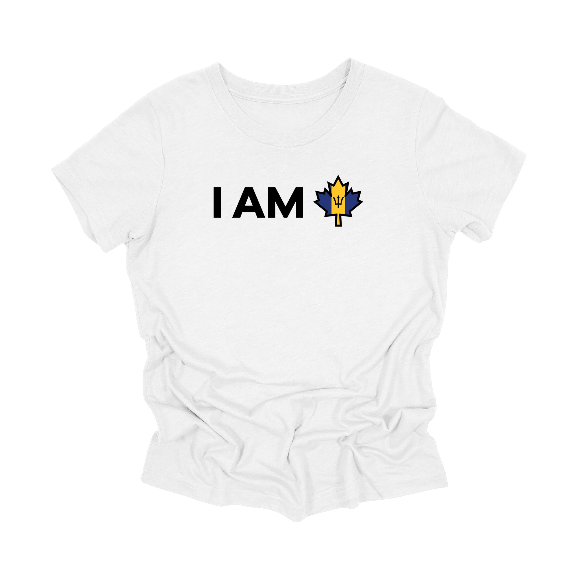YOUTH - I Am Canada - Canadian Maple Leaf with Barbados Flag, YOUTH T-Shirt, Canadian Gift T-Shirt, Barbados Present, National Flag Tee Shirt - Inspired X