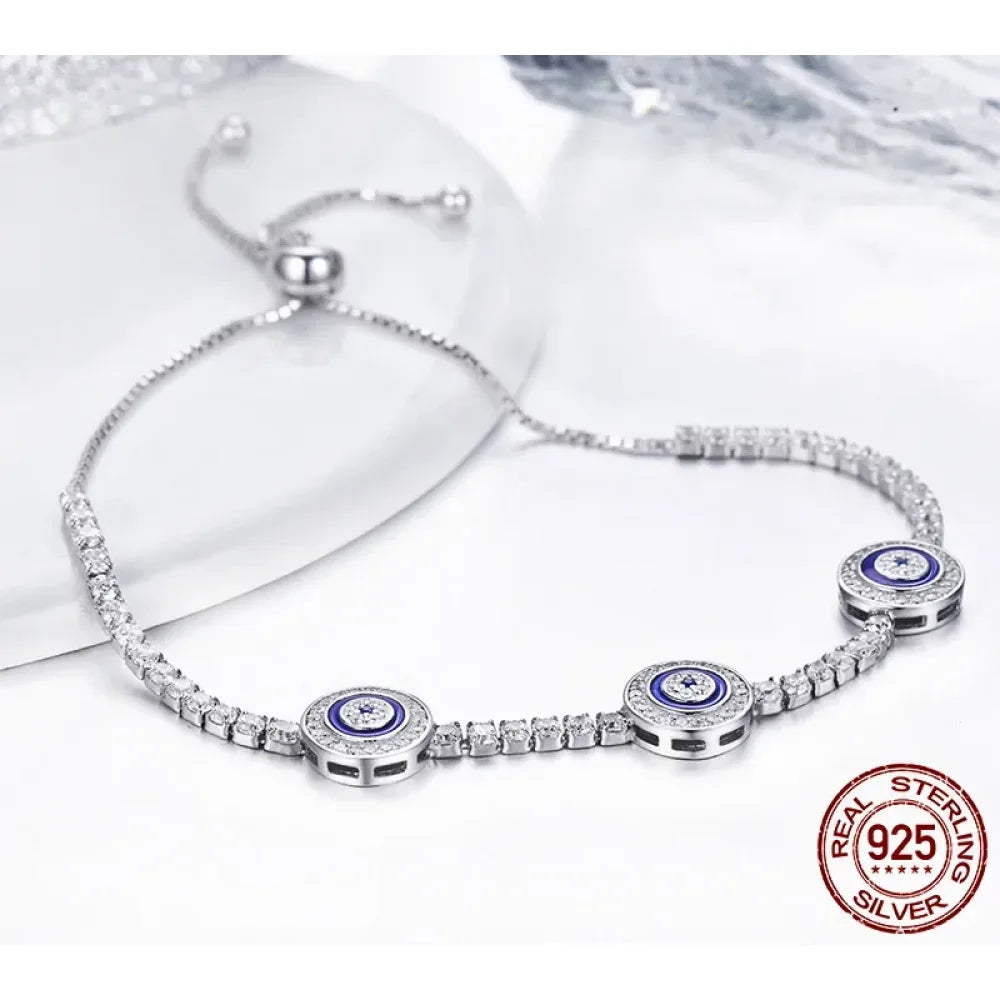 925 Sterling Silver Evil Eye Tennis Bracelet