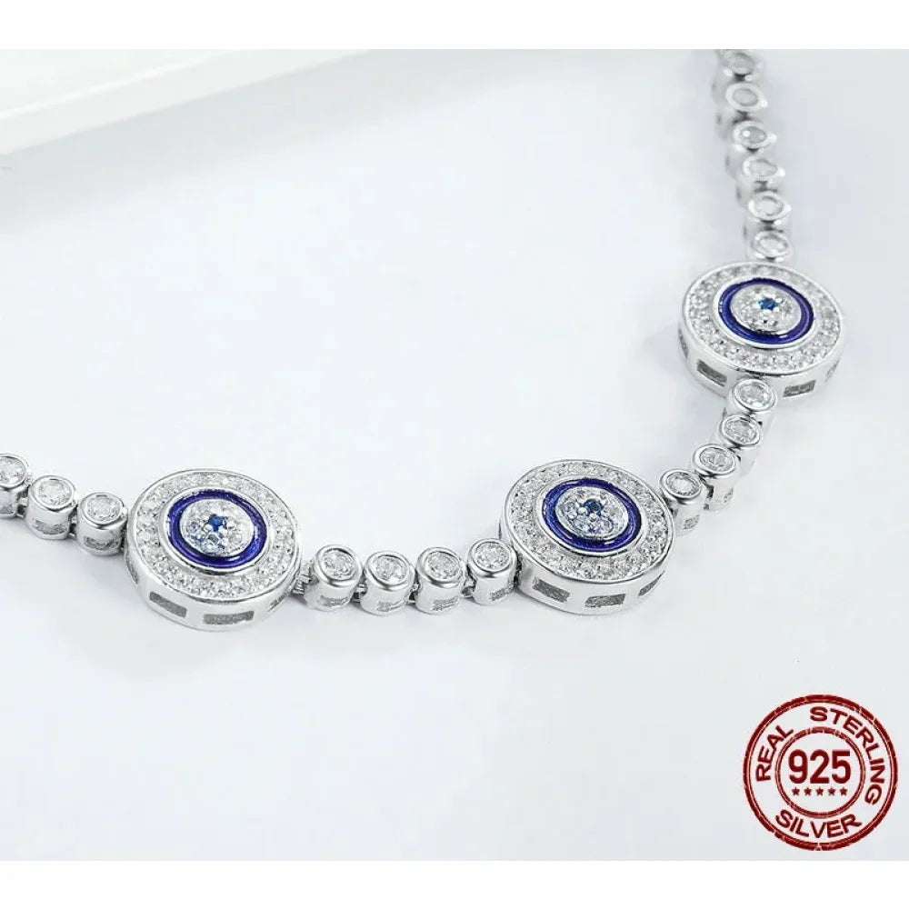 925 Sterling Silver Evil Eye Tennis Bracelet